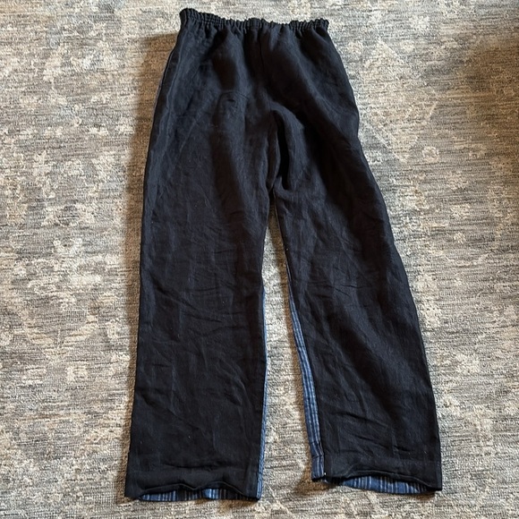 Tory Burch Striped Blue and Black Pants- size 8 - 100% linen - pockets - Picture 4 of 7